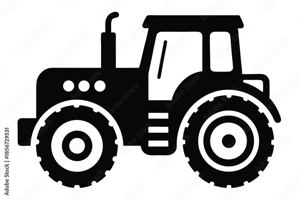 Obraz premium tractor silhouette line art vector illustration