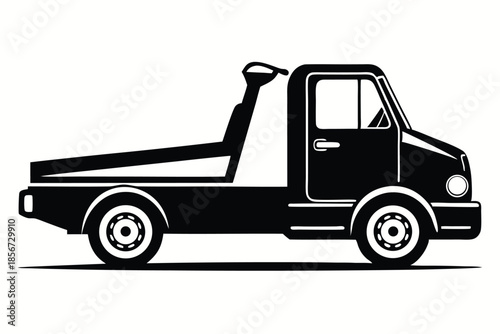 tow truck silhouette line art vector illustration