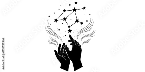 Dreamer Hands Galaxy Stars Magic Vector Silhouette