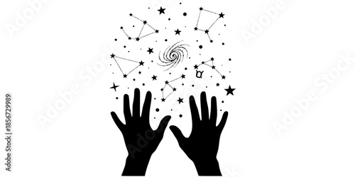 Dreamer Hands Galaxy Stars Magic Vector Silhouette