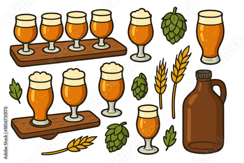 Beer tasting set and ingredients