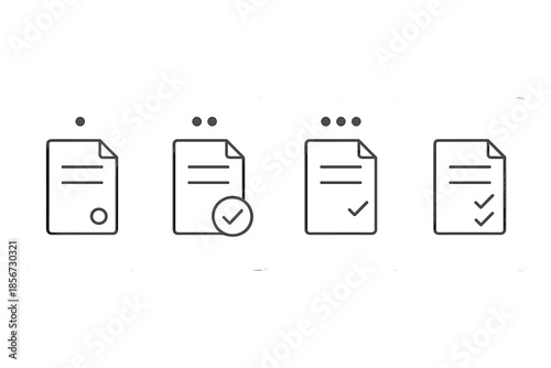 Four document icons with progress indicators