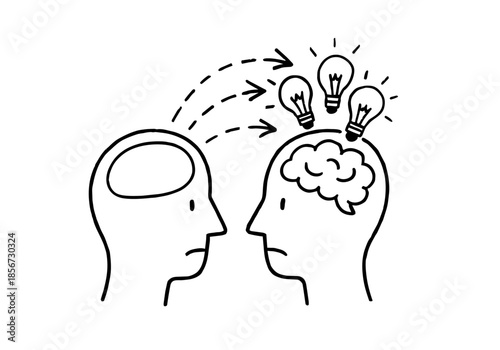 Thinking & Brainstorming hand drawn simple sketch vector illustration