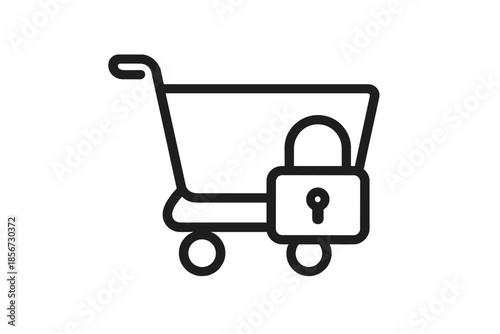 Shopping cart with lock icon