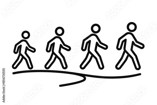Progression of human figures walking on a path