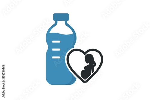 Pregnant Woman and Water Bottle Icon