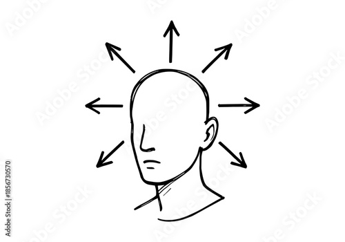 Thinking & Brainstorming hand drawn simple sketch vector illustration