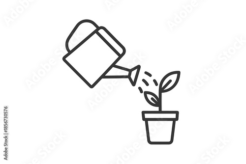 Watering Can Pouring Water on a Plant in a Pot