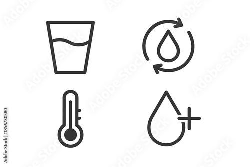 Set of four water icons on a dark background