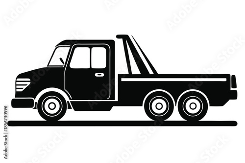 tow truck silhouette line art vector illustration