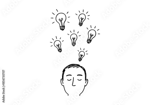 Thinking & Brainstorming hand drawn simple sketch vector illustration