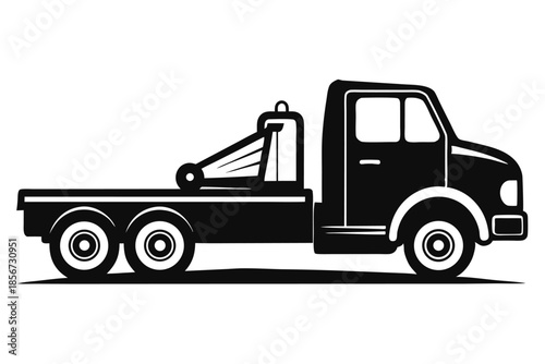 tow truck silhouette line art vector illustration