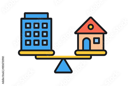 Scale Balancing Office Building and House