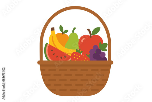 Fruit basket with a variety of fresh fruits