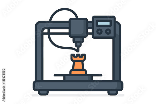 3D printer creating a chess rook