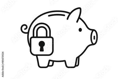 Piggy Bank with Lock Icon