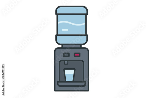 Water cooler with glass of water