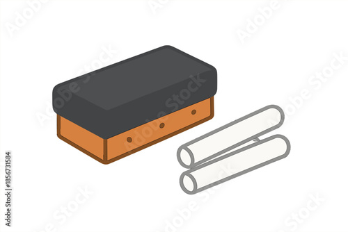 Chalk and Chalk Eraser Illustration