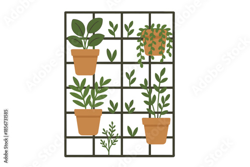 Vertical Garden Wall with Potted Plants