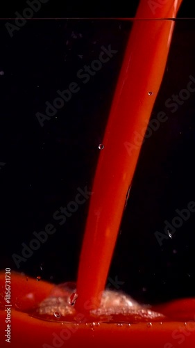 Experience the Beauty of Super Slow Motion Pouring Tomato Juice Alcohol Drinks in Stunning Detail