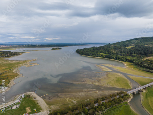 Aerial view of the Orava Dam in the town of Namestovo, Slovakia