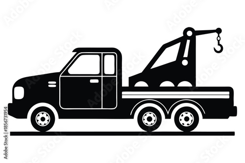 tow truck silhouette line art vector illustration