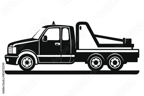 tow truck silhouette line art vector illustration