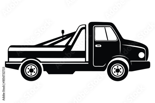 tow truck silhouette line art vector illustration