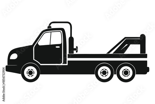 tow truck silhouette line art vector illustration