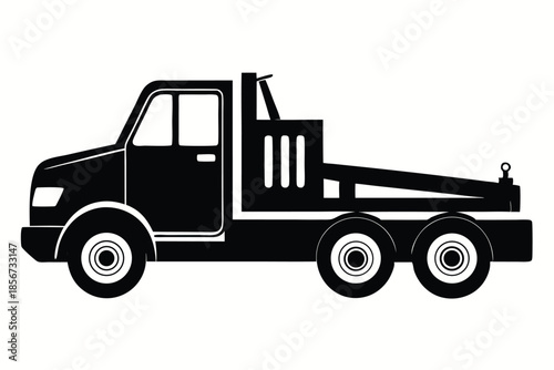 tow truck silhouette line art vector illustration