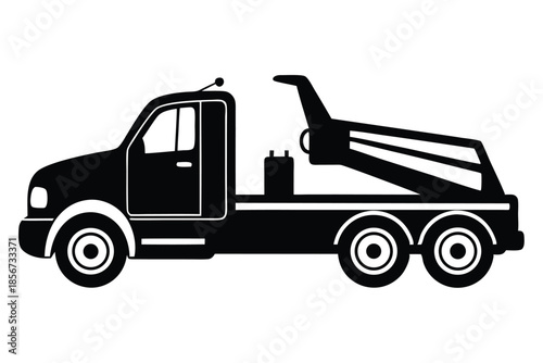 tow truck silhouette line art vector illustration