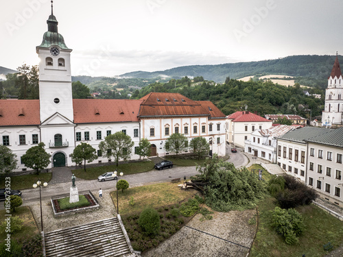 Aerial view of the city of Gelnica in Slovakia after a heavy storm