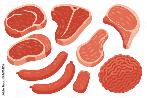 Assortment of Raw Meats and Sausages