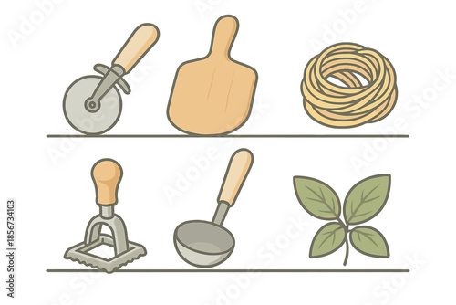 Cooking Utensils and Ingredients Illustration