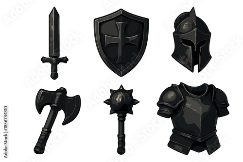 Fantasy Medieval Warrior Armor and Weapons Set