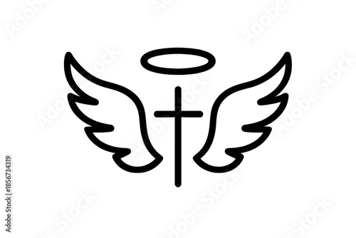 Angel Wings and Cross Icon