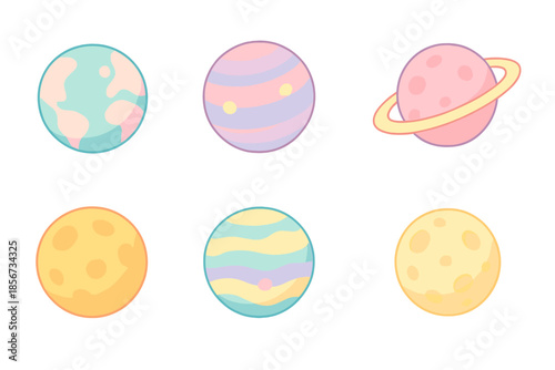 Cute Planets with Glowing Aura
