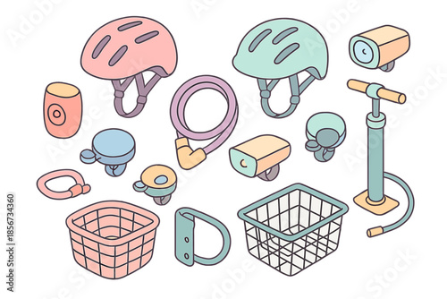 Bicycle Accessories Flat Illustration