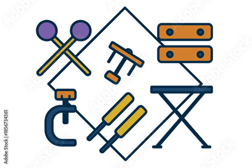 Abstract Graphic Representation of Musical Instruments and Tools