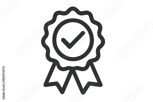 Award ribbon with checkmark icon