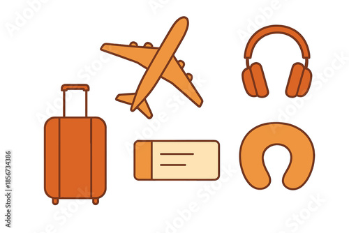 Travel Essentials Flat Icons Set
