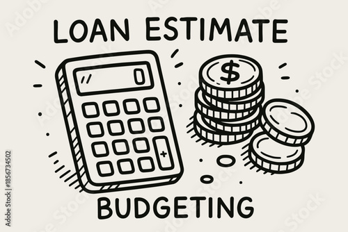 Loan Estimate Budgeting Calculator Coins Illustration