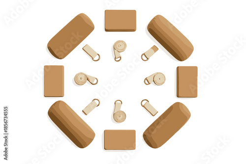 Yoga Props Arranged in a Circular Pattern