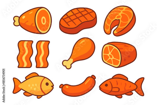 Collection of stylized food icons