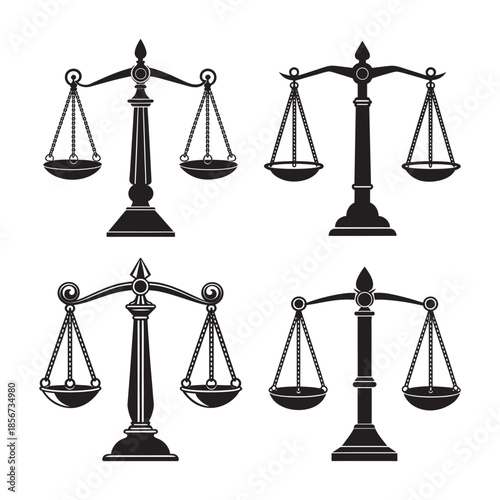 Antique Balance Scale Justice Symbol Silhouette Illustration