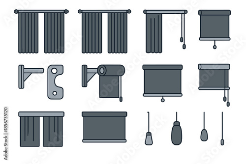 Window Blinds and Shades Icons Set