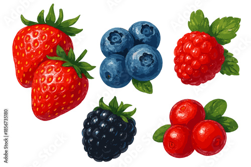 Assortment of Fresh Berries on a Colorful Gradient Background