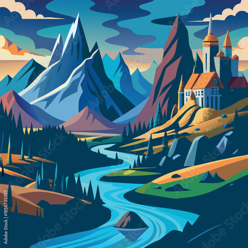 landscape with mountains