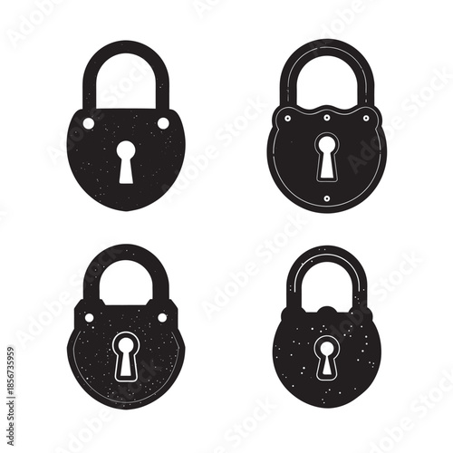 Antique Iron Padlock Vintage Security Silhouette Art