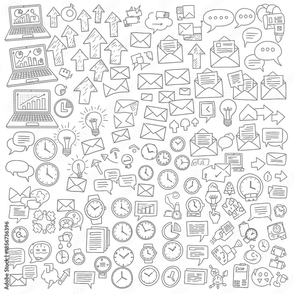 Obraz premium Business Icons For Productivity Symbols Communication Tools Teamwork And Financial Growth Metrics